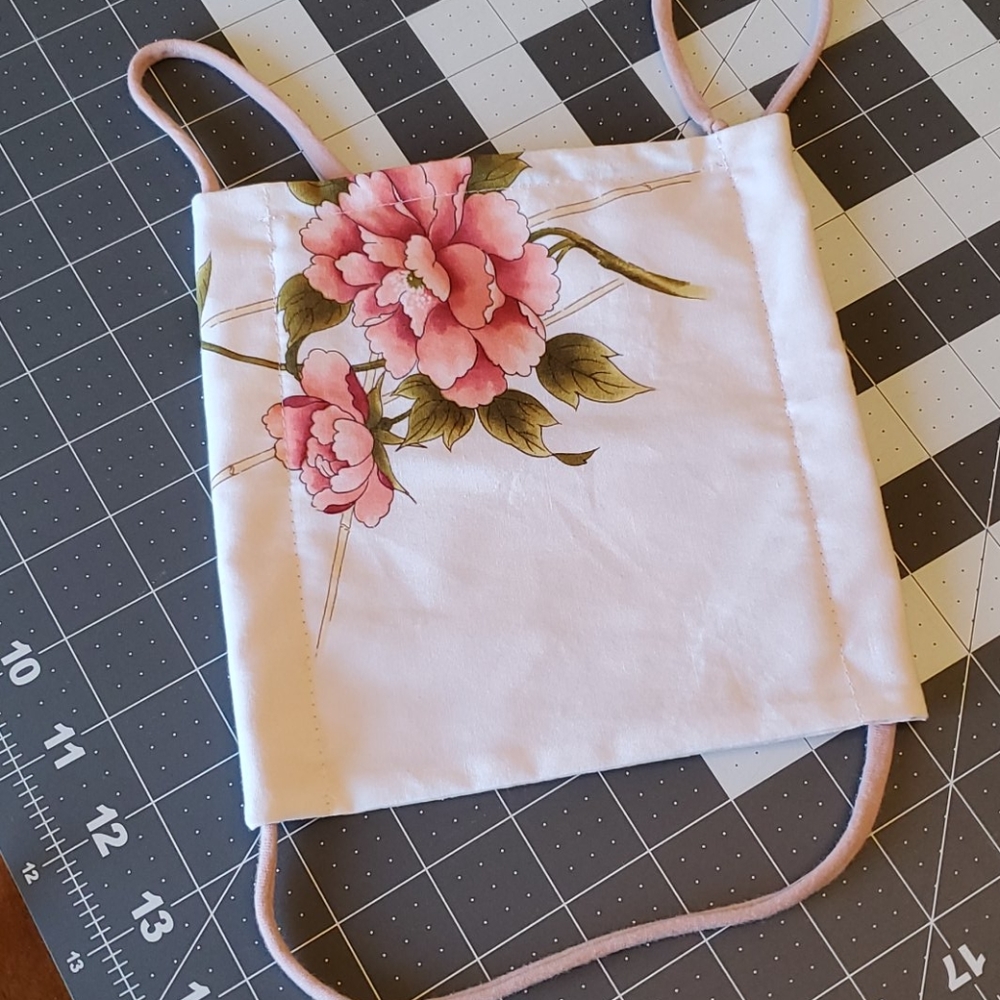 Hawaiian Floral Print White Cotton Face Mask